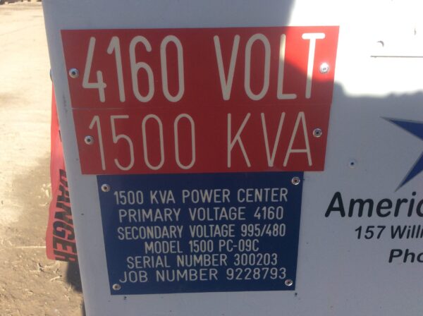 Transformer 1500 KVA 4160 Primary 995/480 Secondary MPC - Image 8